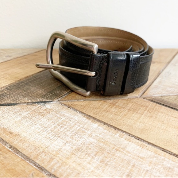 Prada Mens Black Leather Belt - Picture 1 of 7